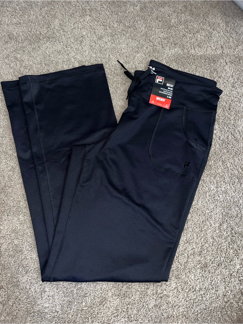NWT FILA Sporto Women’s Black Bootcut mid rise XL Long Pants with Drawstring